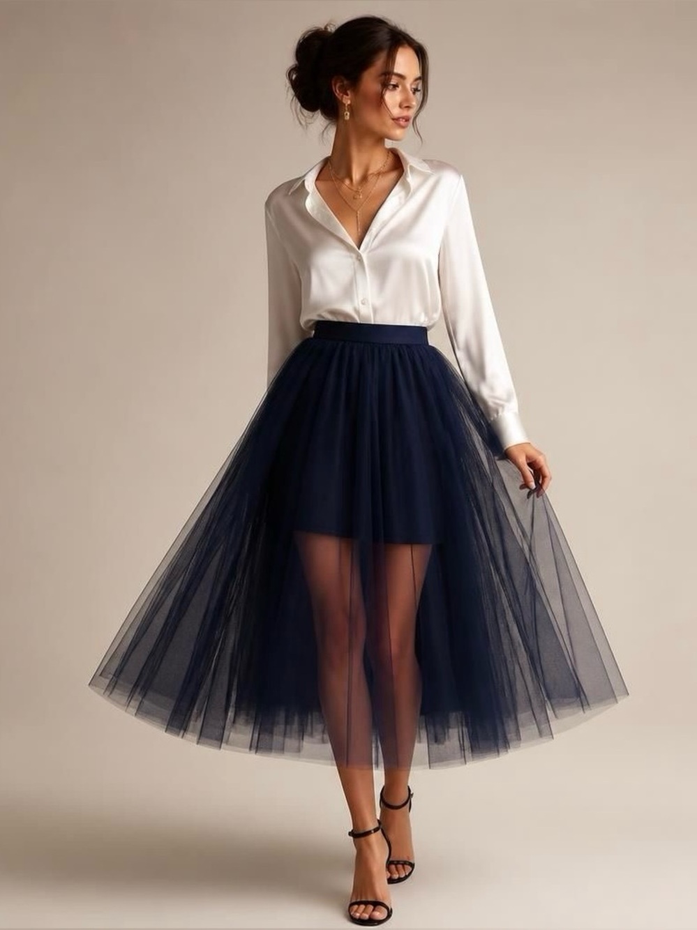 J. Crew Navy Tulle Maxi Skirt
